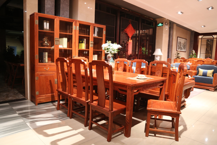 大果紫檀-國色天香長方餐臺(tái)