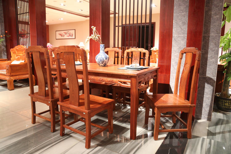 大果紫檀-國色天香長方餐臺(tái)